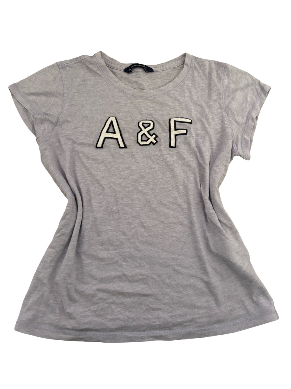 Abercrombie & Fitch Light Gray/Purple A&F Logo Short Sleeve Tee